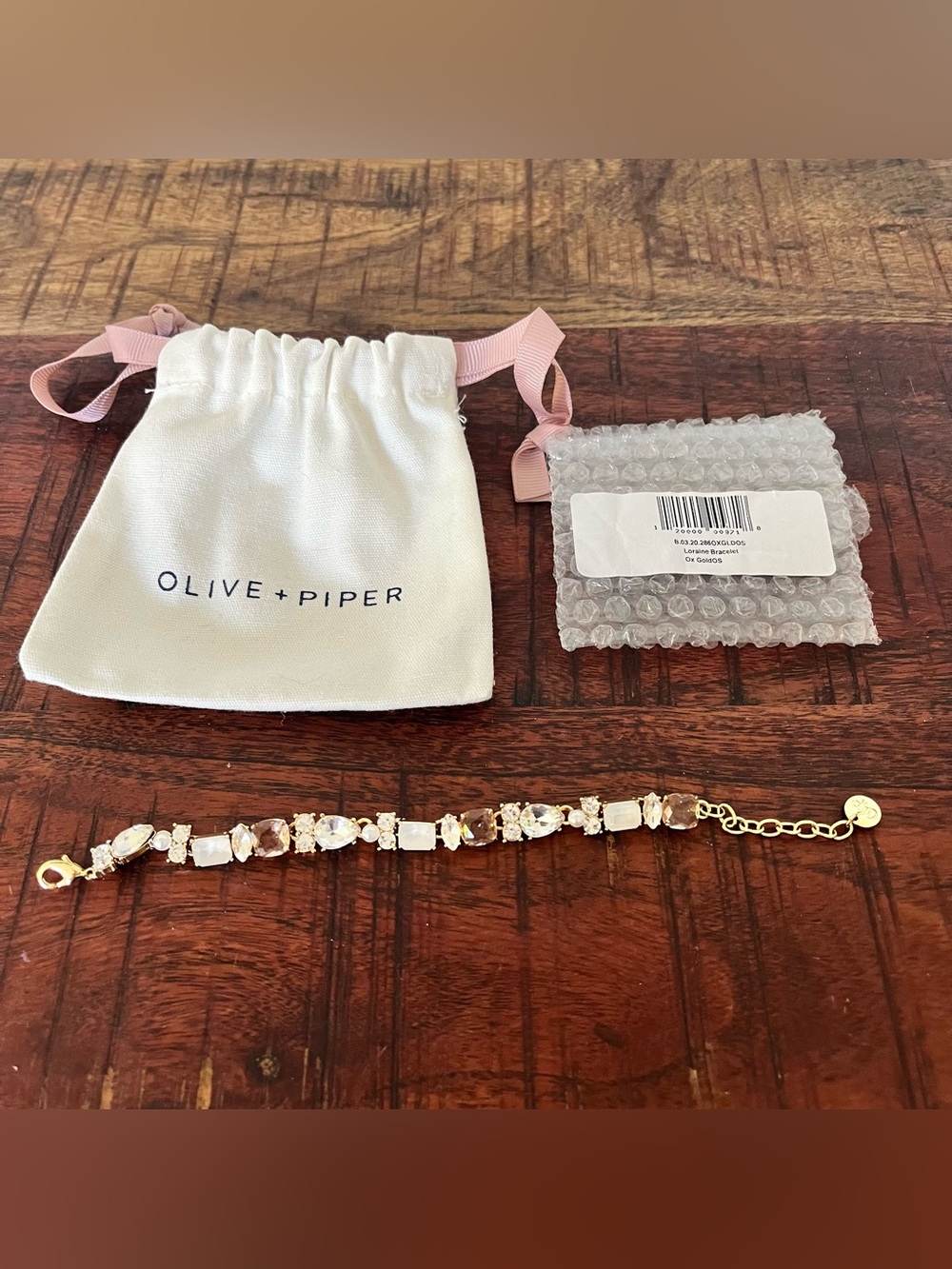 Olive + Piper Loraine Bracelet. Gold and Crystal Bracelet. Only worn once.